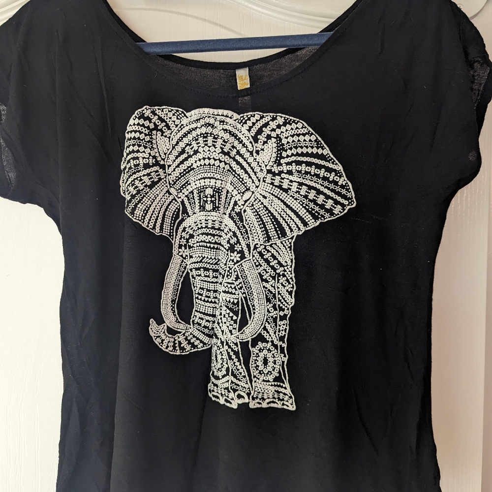 Boho black elephant top